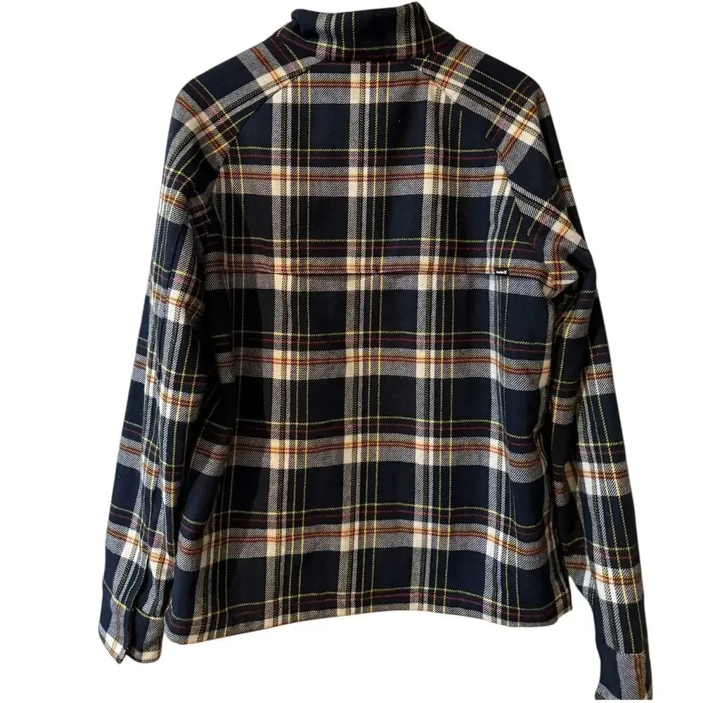 Hurley Wool Plaid Flannel Button Down Jacket Blue M